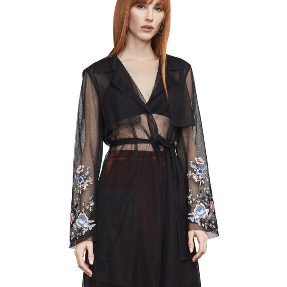 Embroidered Mesh Trench